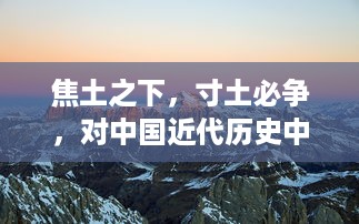 焦土之下，寸土必争，对中国近代历史中土地争夺与反抗的深度剖析