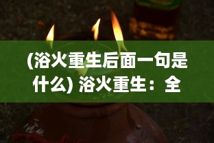 (浴火重生后面一句是什么) 浴火重生：全球范围内文明复兴的挑战与机遇