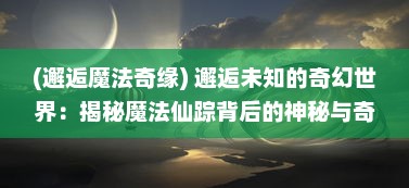 (邂逅魔法奇缘) 邂逅未知的奇幻世界：揭秘魔法仙踪背后的神秘与奇遇