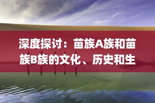 深度探讨：苗族A族和苗族B族的文化、历史和生活习惯有哪些主要区别