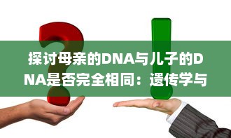 探讨母亲的DNA与儿子的DNA是否完全相同：遗传学与家庭关系的精细解读