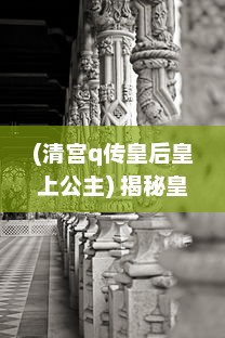 (清宫q传皇后皇上公主) 揭秘皇宫深闺：清宫Q传中的历史人物与宫廷秘事