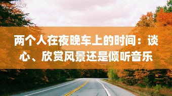 两个人在夜晚车上的时间：谈心、欣赏风景还是倾听音乐 摒弃虚幻的浪漫，诉说真实的可能 v0.7.2下载