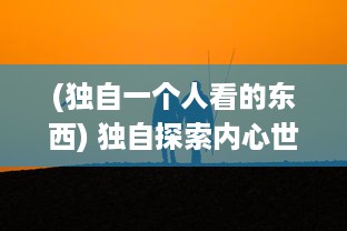 (独自一个人看的东西) 独自探索内心世界：一本适合一个人偷偷看的心灵读本