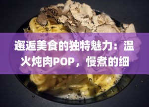 邂逅美食的独特魅力：温火炖肉POP，慢煮的细腻与滋味，诠释你未曾知晓的食物烹饪艺术