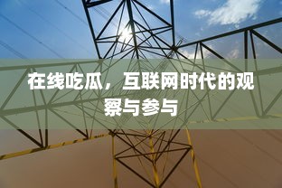 在线吃瓜，互联网时代的观察与参与