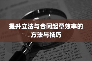 提升立法与合同起草效率的方法与技巧